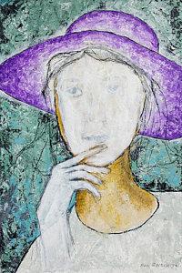 NEW Original Painting Girl With A Violet Hat, by Ben Gertsberg
